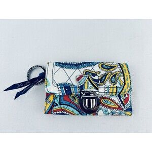 Vera Bradley Wallet Marina Paisley Quick‎ Swipe ID Red Key Ring - Quilted
